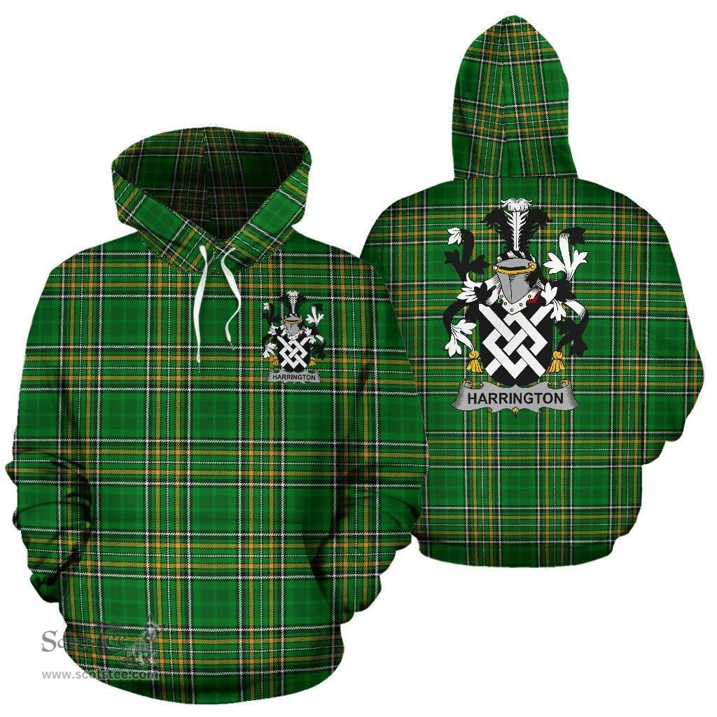 Scottish Harrington Coat of Arms Family Crest Ireland Hoodie Irish National Tartan Irish County Hoodie