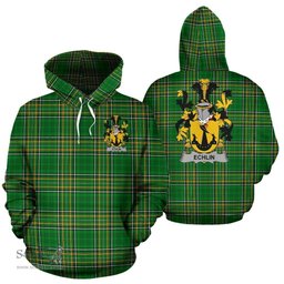 Scottish Echlin Coat of Arms Family Crest Ireland Hoodie Irish National Tartan Irish County Hoodie
