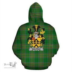 Scottish Walpole Coat of Arms Family Crest Ireland Hoodie Irish National Tartan Irish County Hoodie