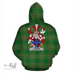 Scottish Larkin or O'Larkin Coat of Arms Family Crest Ireland Hoodie Irish National Tartan Irish County Hoodie