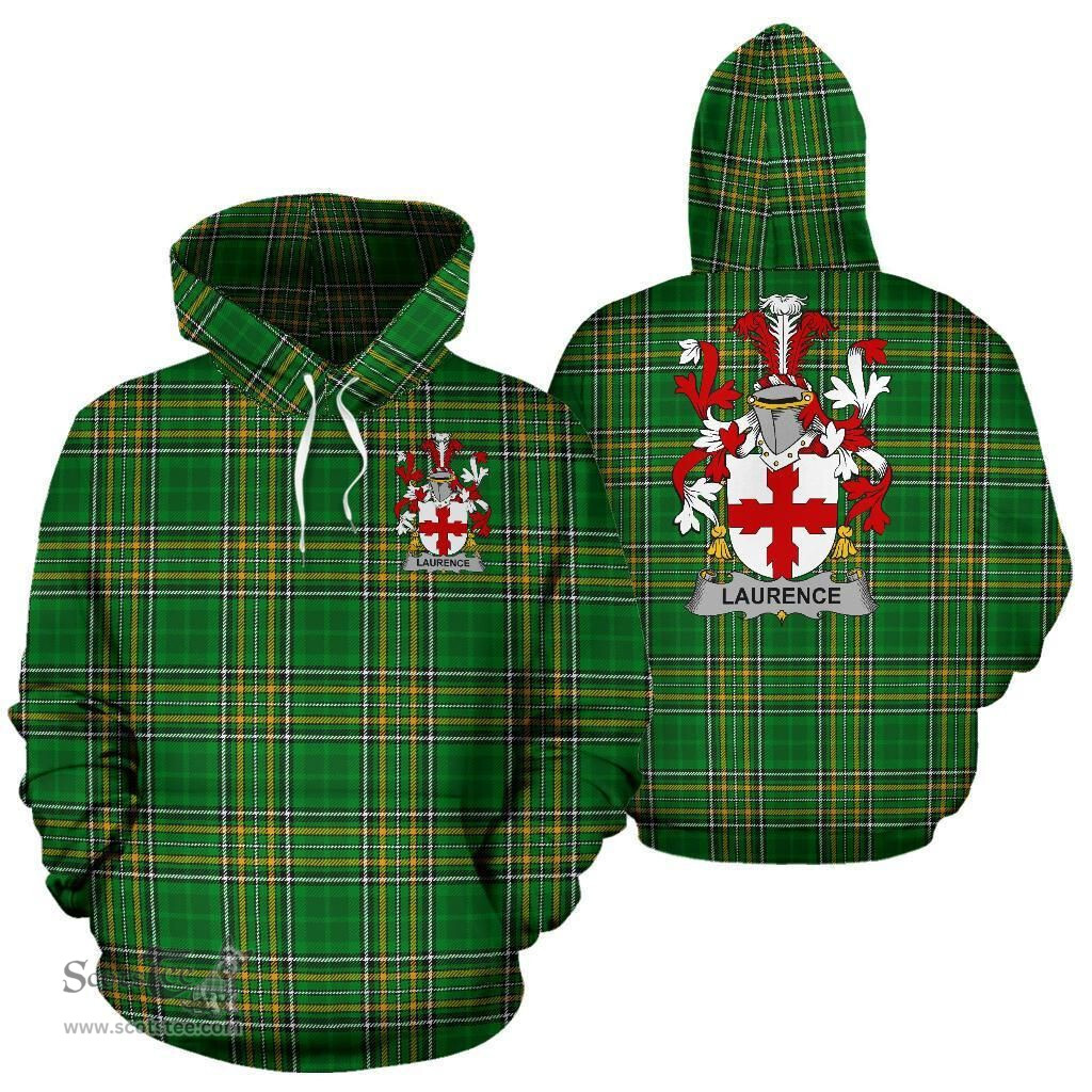Scottish Laurence Coat of Arms Family Crest Ireland Hoodie Irish National Tartan Irish County Hoodie
