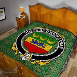 Scottish House Of O'Heffernan Irish Coat of Arms Family Crest Quilt Irish National Tartan Irish County Quilts