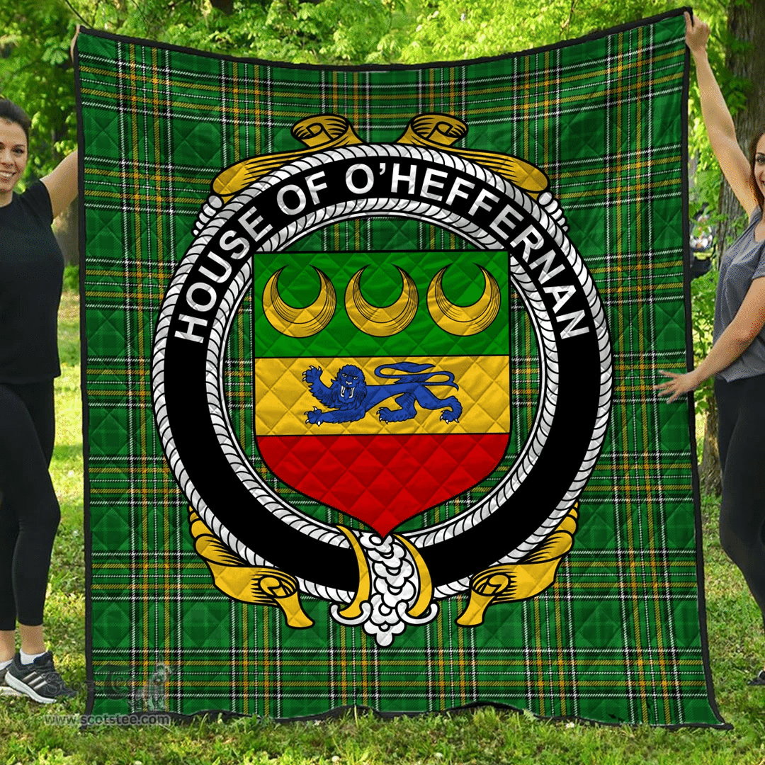Scottish House Of O'Heffernan Irish Coat of Arms Family Crest Quilt Irish National Tartan Irish County Quilts