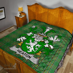 Scottish Heaton Irish Coat of Arms Family Crest Quilt Irish National Tartan Irish County Quilts