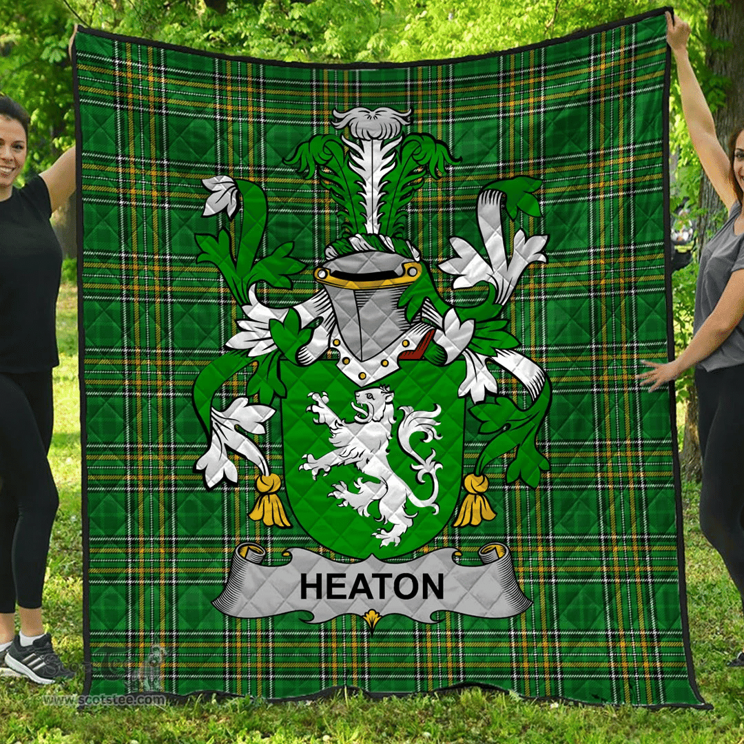 Scottish Heaton Irish Coat of Arms Family Crest Quilt Irish National Tartan Irish County Quilts