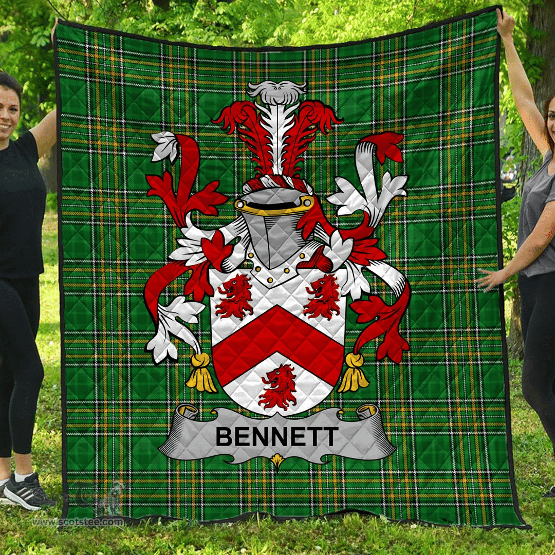 Scottish Bennett Irish Coat of Arms Family Crest Quilt Irish National Tartan Irish County Quilts