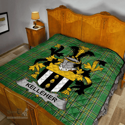 Scottish Kelleher Or O'Kelleher Irish Coat of Arms Family Crest Quilt Irish National Tartan Irish County Quilts