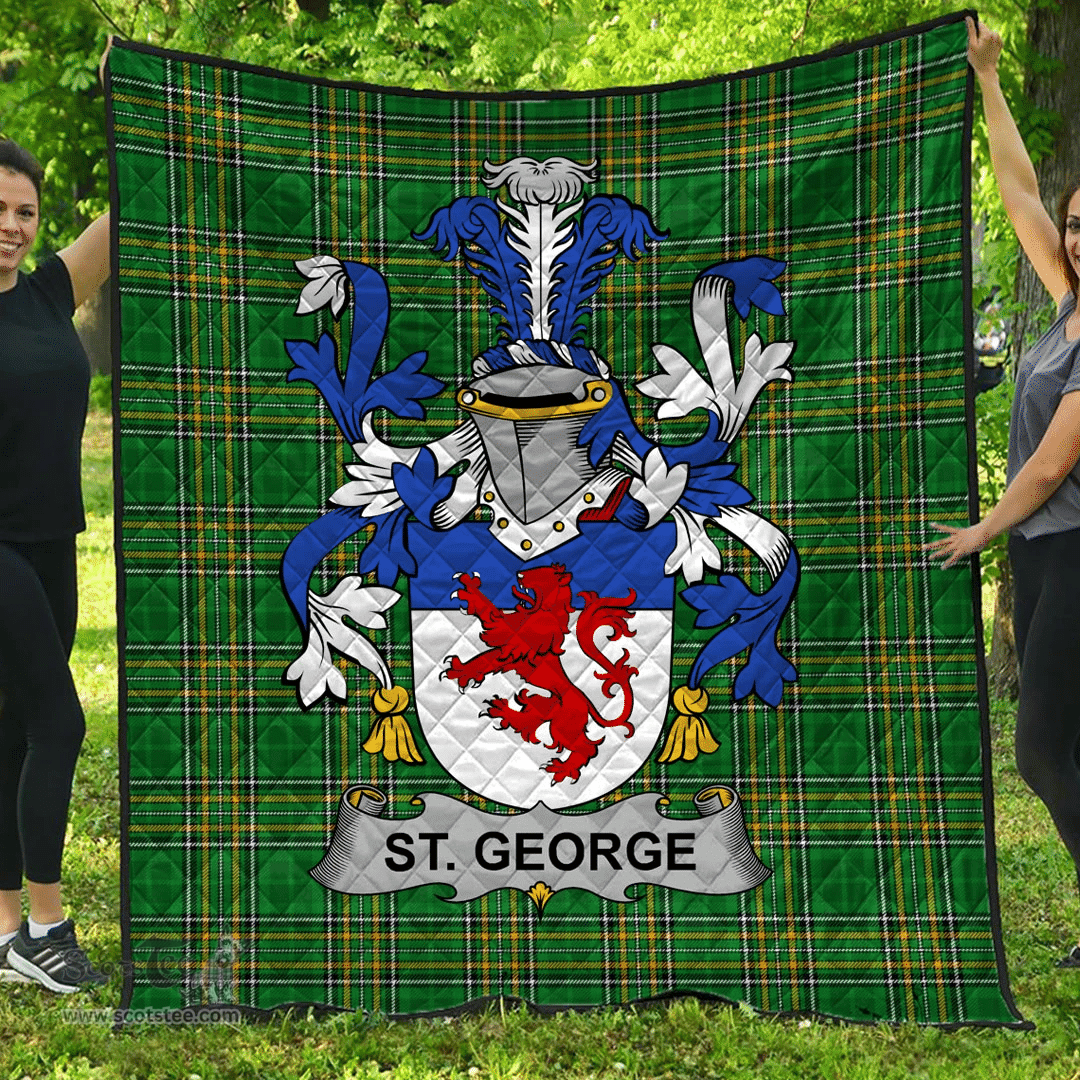 Scottish St. George Irish Coat of Arms Family Crest Quilt Irish National Tartan Irish County Quilts