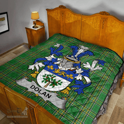 Scottish Dolan Or O'Dolan Irish Coat of Arms Family Crest Quilt Irish National Tartan Irish County Quilts