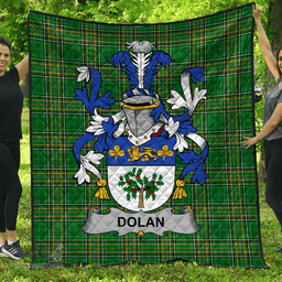 Scottish Dolan Or O'Dolan Irish Coat of Arms Family Crest Quilt Irish National Tartan Irish County Quilts