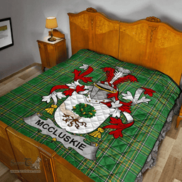 Scottish Mccluskie Or Mccloskie Irish Coat of Arms Family Crest Quilt Irish National Tartan Irish County Quilts