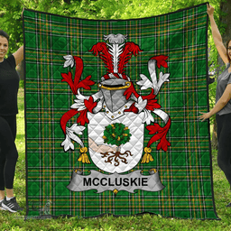 Scottish Mccluskie Or Mccloskie Irish Coat of Arms Family Crest Quilt Irish National Tartan Irish County Quilts
