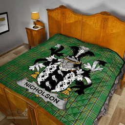 Scottish Nicholson Irish Coat of Arms Family Crest Quilt Irish National Tartan Irish County Quilts
