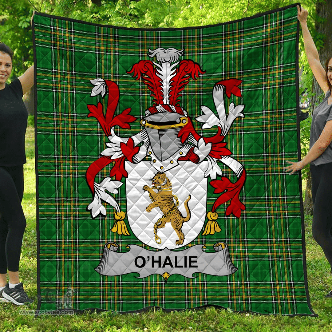 Scottish Halie Or O'Halie Irish Coat of Arms Family Crest Quilt Irish National Tartan Irish County Quilts