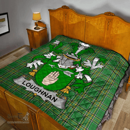 Scottish Loughnan Or O'Loughnan Irish Coat of Arms Family Crest Quilt Irish National Tartan Irish County Quilts