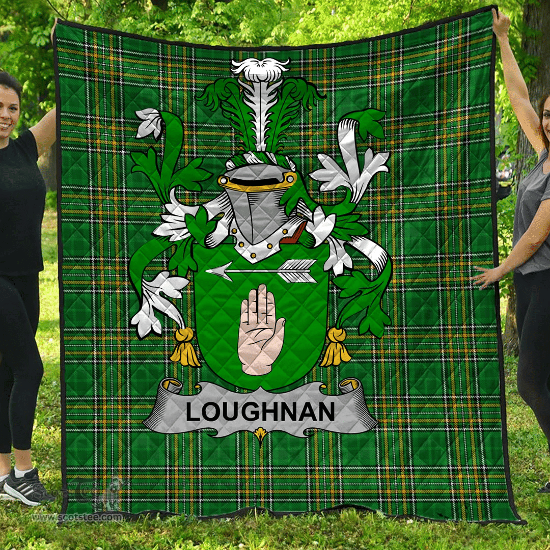 Scottish Loughnan Or O'Loughnan Irish Coat of Arms Family Crest Quilt Irish National Tartan Irish County Quilts