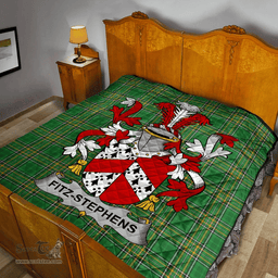 Scottish Fitz-Stephens Irish Coat of Arms Family Crest Quilt Irish National Tartan Irish County Quilts