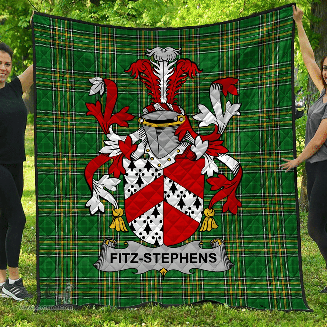 Scottish Fitz-Stephens Irish Coat of Arms Family Crest Quilt Irish National Tartan Irish County Quilts