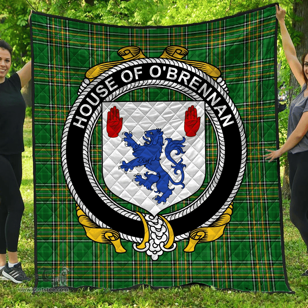 Scottish House Of O'Brennan (Connacht) Irish Coat of Arms Family Crest Quilt Irish National Tartan Irish County Quilts