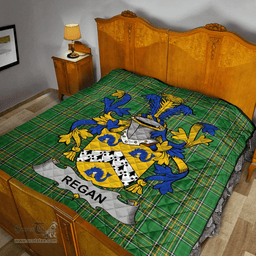 Scottish Regan Or O'Regan Irish Coat of Arms Family Crest Quilt Irish National Tartan Irish County Quilts