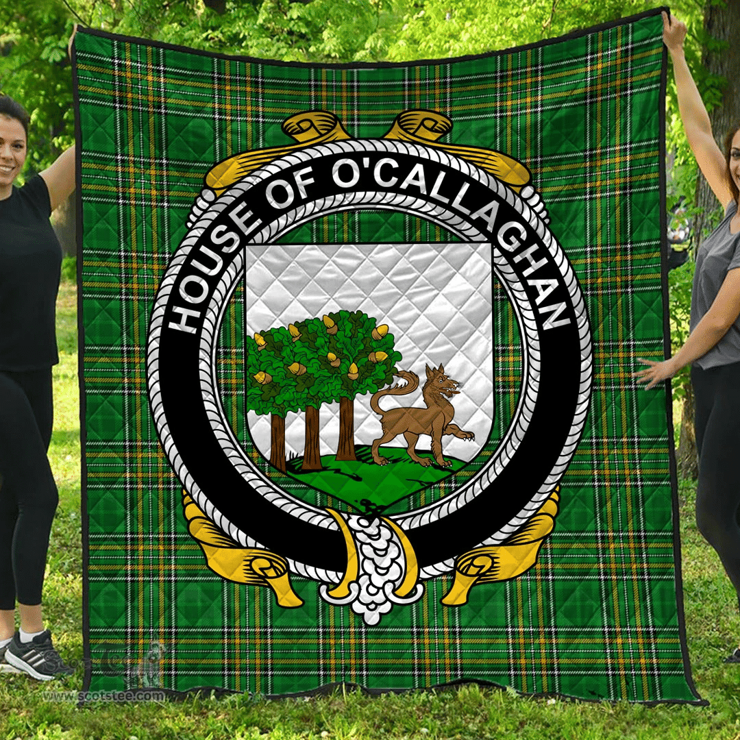 Scottish House Of O'Callaghan Irish Coat of Arms Family Crest Quilt Irish National Tartan Irish County Quilts