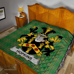 Scottish Hopkins Irish Coat of Arms Family Crest Quilt Irish National Tartan Irish County Quilts