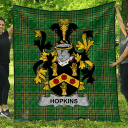 Scottish Hopkins Irish Coat of Arms Family Crest Quilt Irish National Tartan Irish County Quilts
