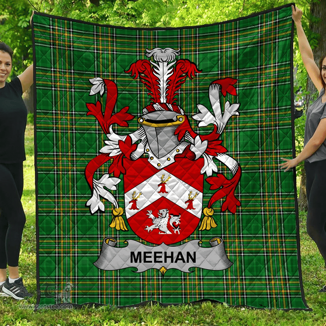 Scottish Meehan Or O'Meighan Irish Coat of Arms Family Crest Quilt Irish National Tartan Irish County Quilts