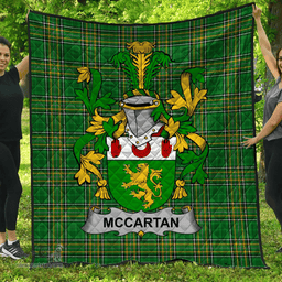 Scottish Mccartan Irish Coat of Arms Family Crest Quilt Irish National Tartan Irish County Quilts