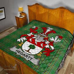 Scottish Hegarty Or O'Hagerty Irish Coat of Arms Family Crest Quilt Irish National Tartan Irish County Quilts