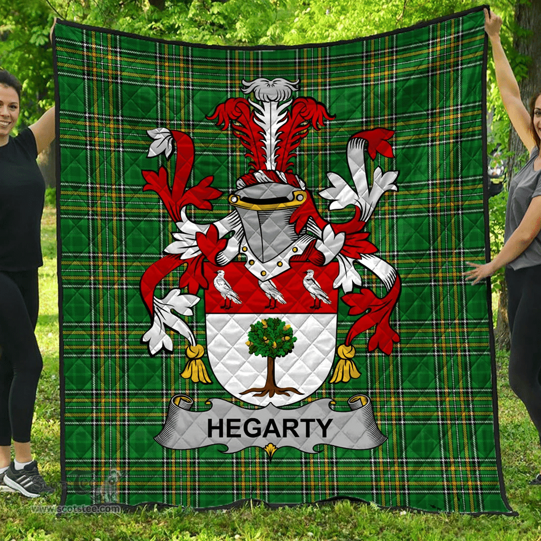 Scottish Hegarty Or O'Hagerty Irish Coat of Arms Family Crest Quilt Irish National Tartan Irish County Quilts