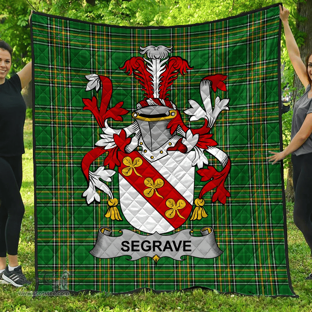 Scottish Segrave Irish Coat of Arms Family Crest Quilt Irish National Tartan Irish County Quilts