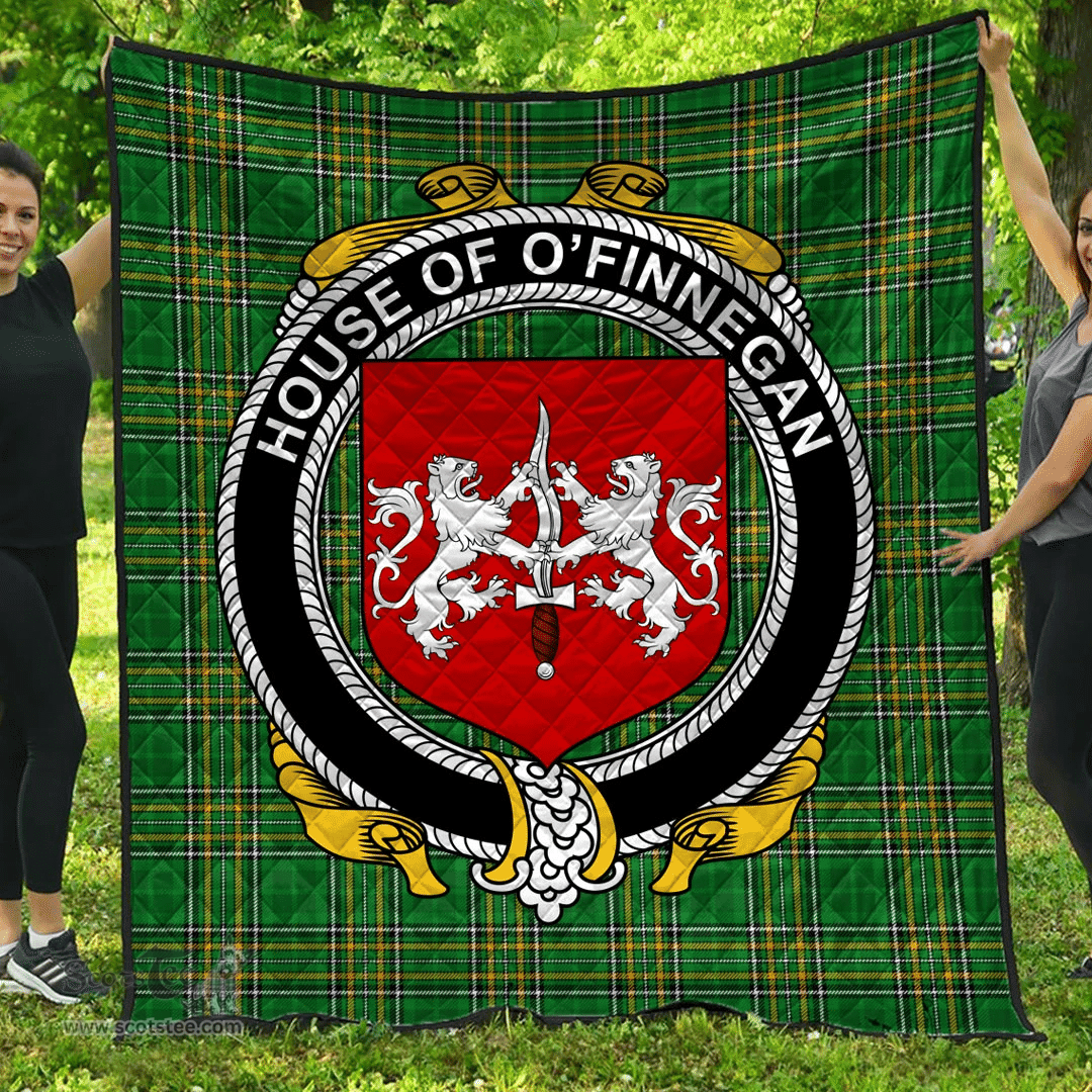 Scottish House Of O'Finnegan Irish Coat of Arms Family Crest Quilt Irish National Tartan Irish County Quilts
