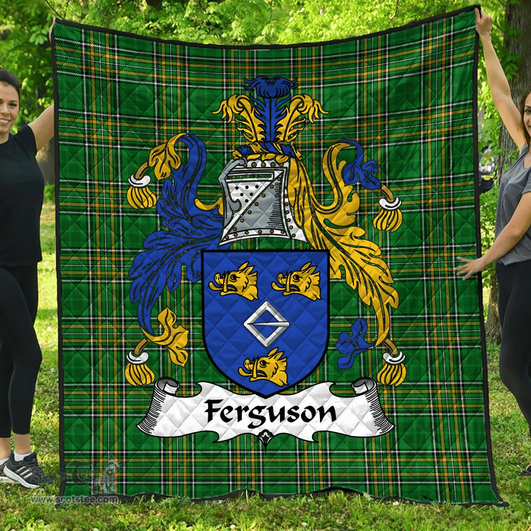 Scottish Ferguson Irish Coat of Arms Family Crest Quilt Irish National Tartan Irish County Quilts