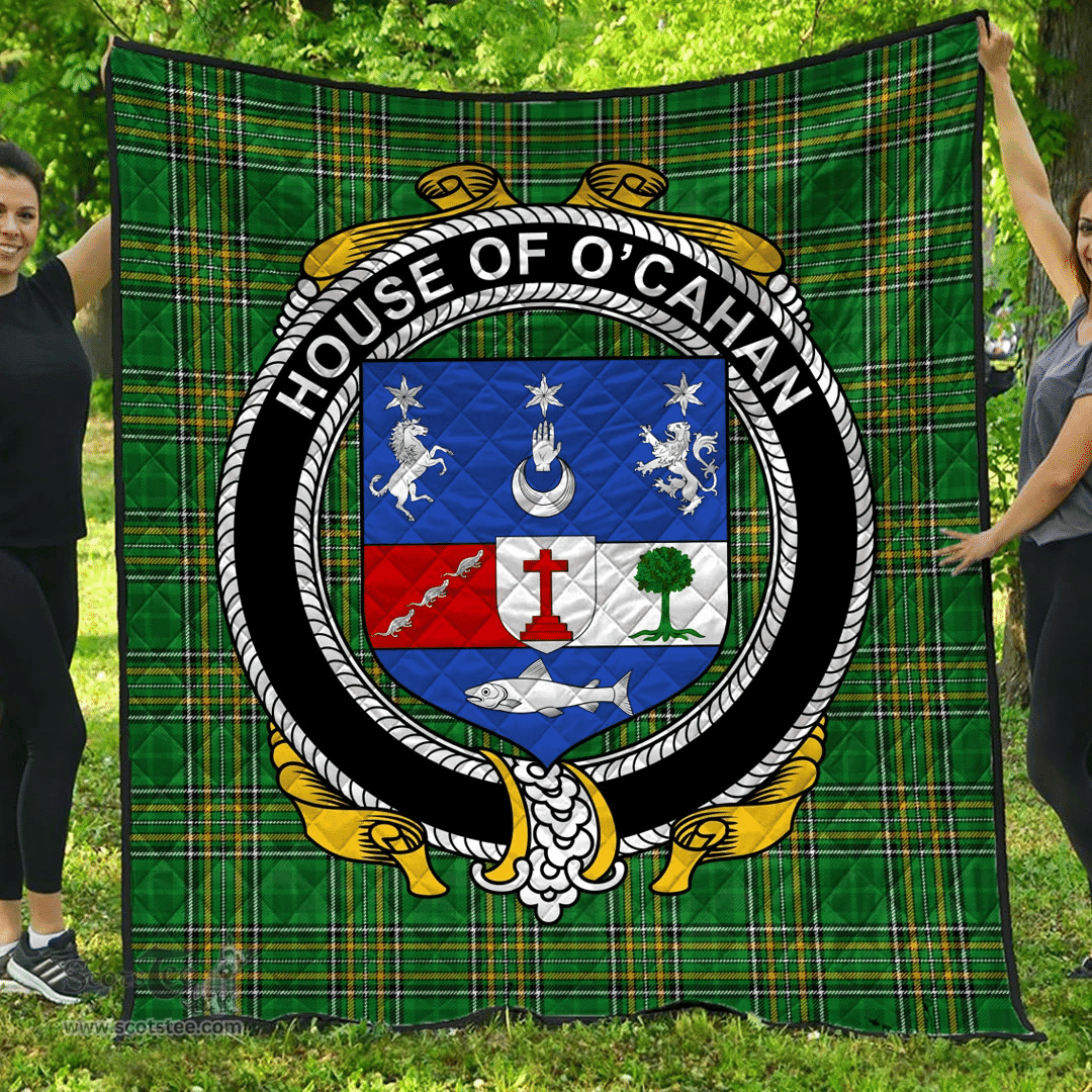 Scottish House Of O'Cahan (Keane) Irish Coat of Arms Family Crest Quilt Irish National Tartan Irish County Quilts