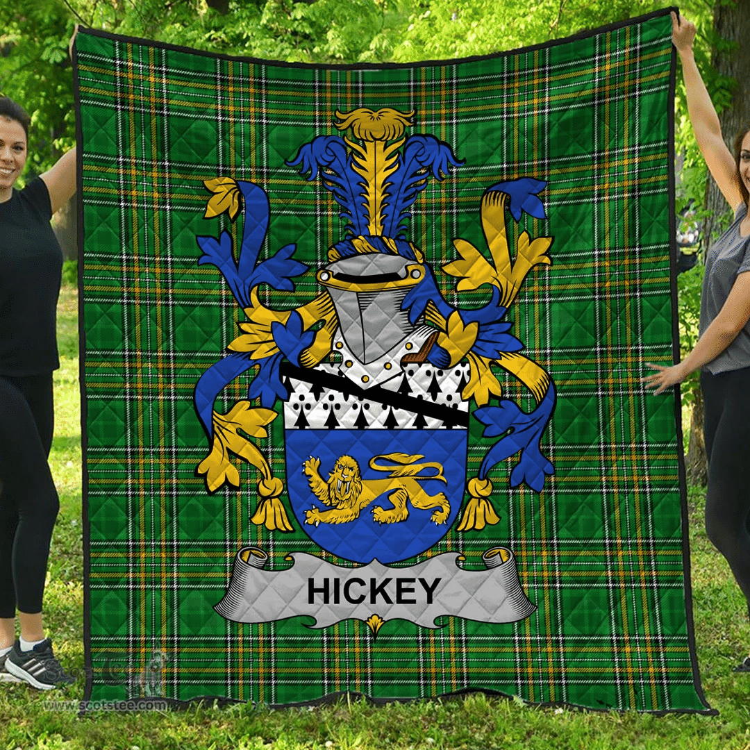 Scottish Hickey Or O'Hickey Irish Coat of Arms Family Crest Quilt Irish National Tartan Irish County Quilts