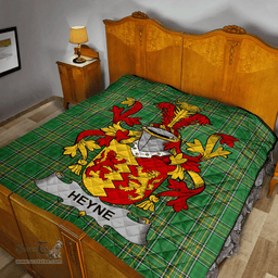 Scottish Heyne Or O'Heyne Irish Coat of Arms Family Crest Quilt Irish National Tartan Irish County Quilts