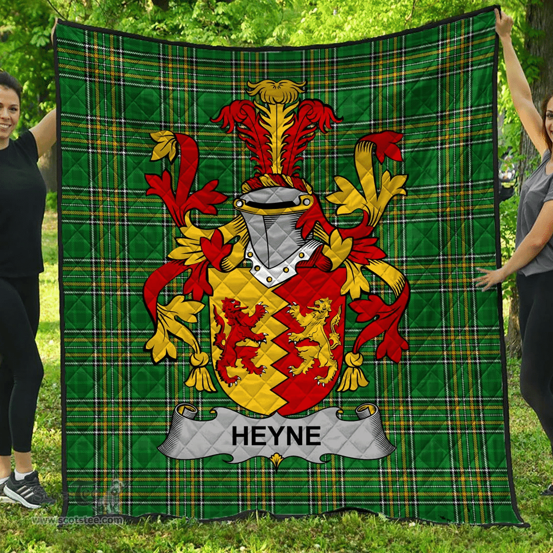 Scottish Heyne Or O'Heyne Irish Coat of Arms Family Crest Quilt Irish National Tartan Irish County Quilts