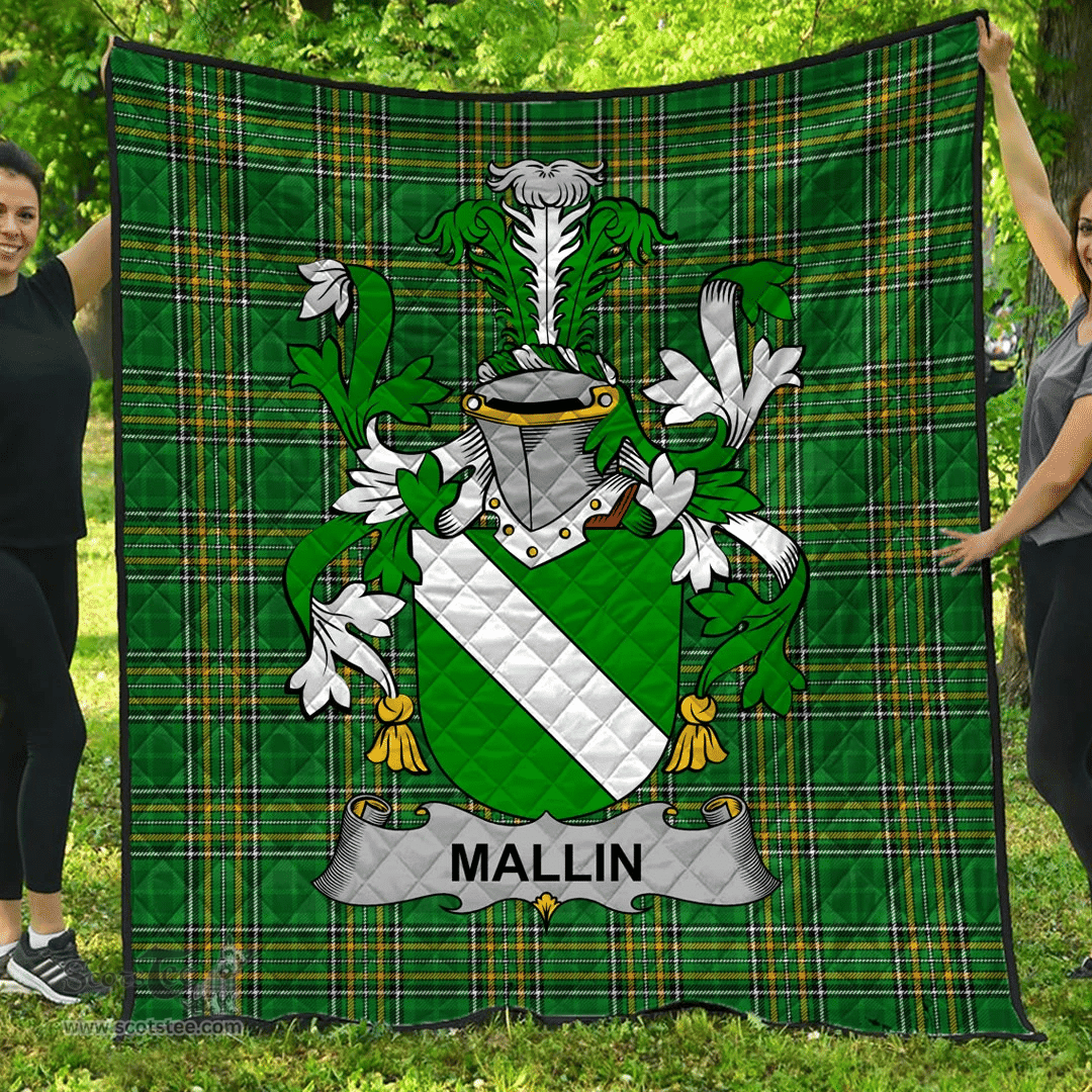Scottish Mallin Or O'Mallan Irish Coat of Arms Family Crest Quilt Irish National Tartan Irish County Quilts