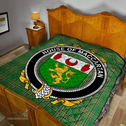 Scottish House Of Maccartan Irish Coat of Arms Family Crest Quilt Irish National Tartan Irish County Quilts