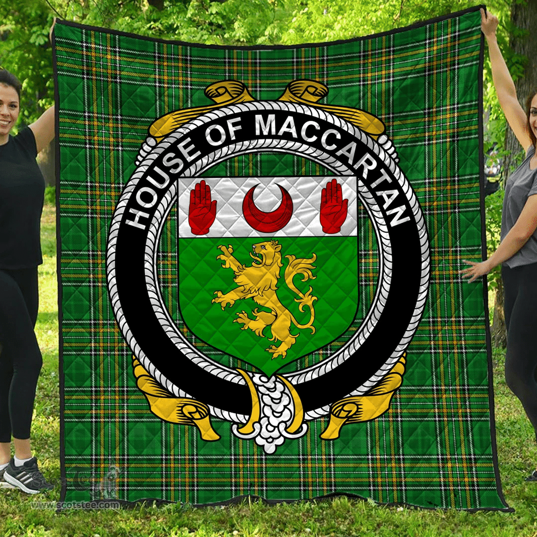 Scottish House Of Maccartan Irish Coat of Arms Family Crest Quilt Irish National Tartan Irish County Quilts