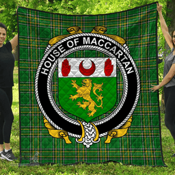 Scottish House Of Maccartan Irish Coat of Arms Family Crest Quilt Irish National Tartan Irish County Quilts