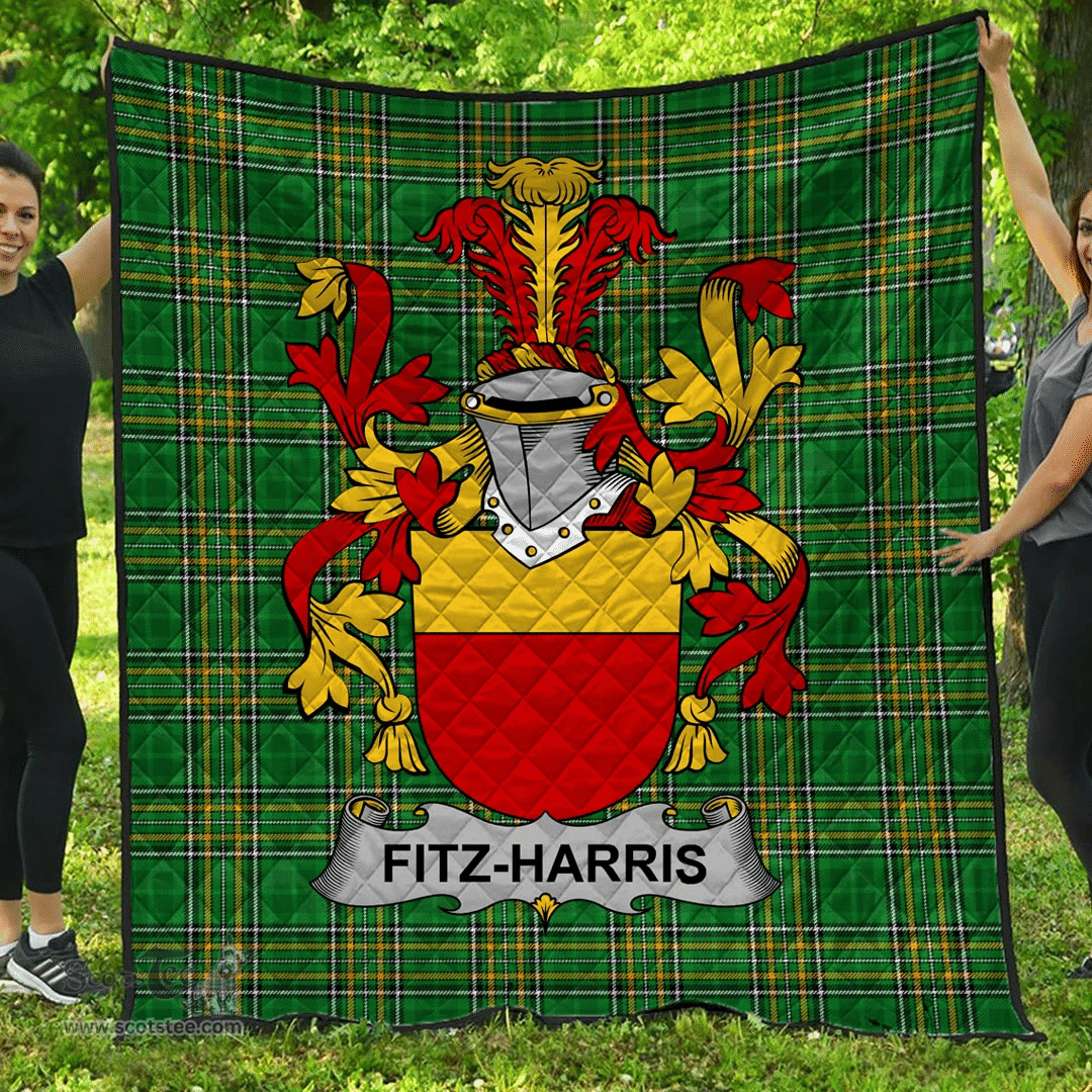 Scottish Fitz-Harris Irish Coat of Arms Family Crest Quilt Irish National Tartan Irish County Quilts