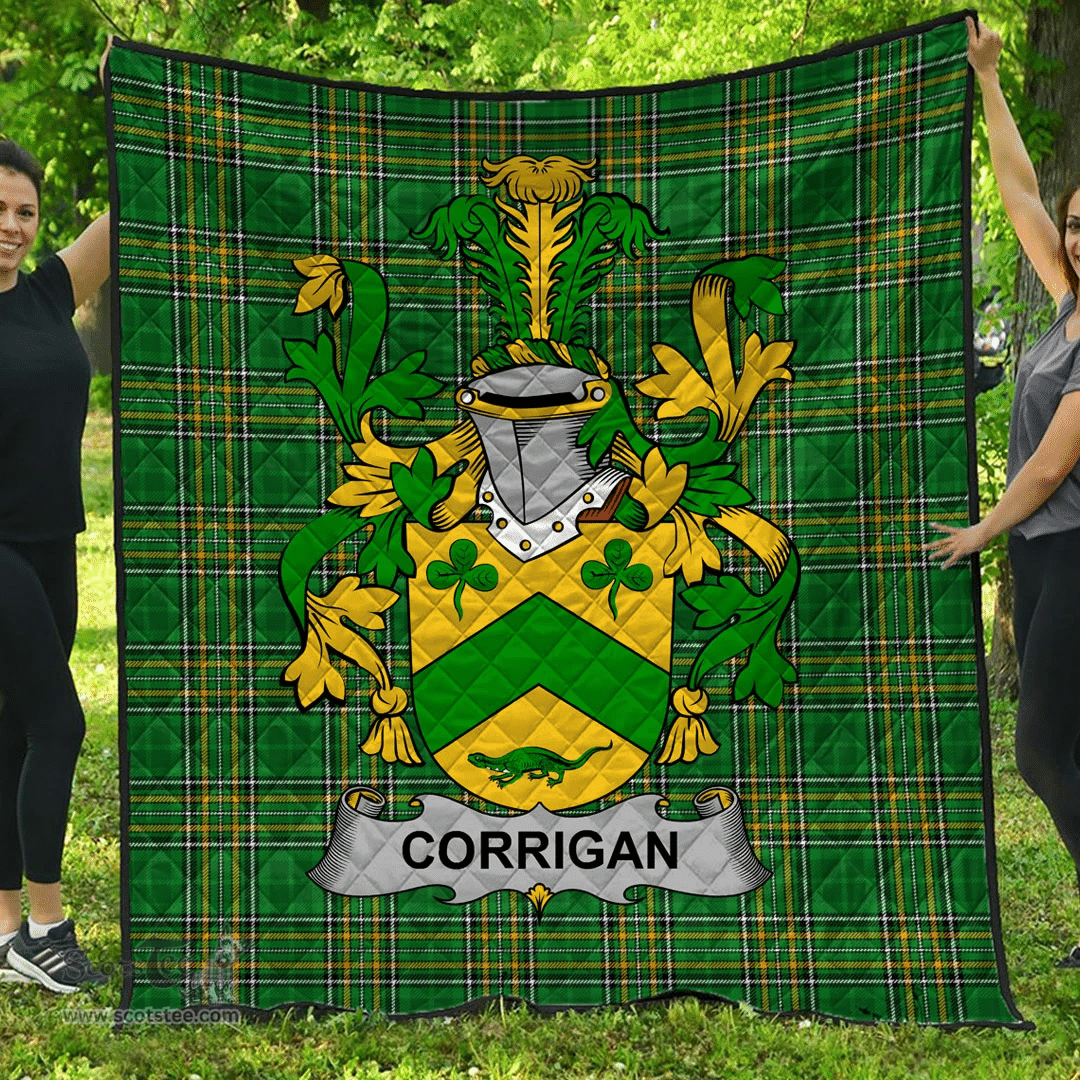 Scottish Corrigan Or O'Corrigan Irish Coat of Arms Family Crest Quilt Irish National Tartan Irish County Quilts