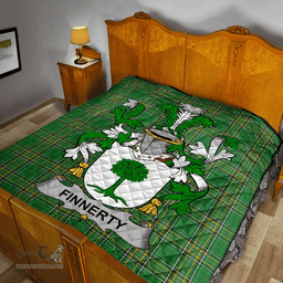 Scottish Finnerty Or O'Finaghty Irish Coat of Arms Family Crest Quilt Irish National Tartan Irish County Quilts