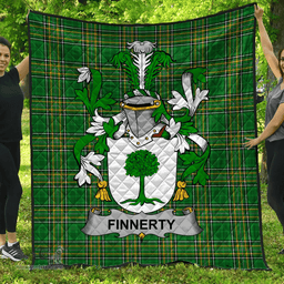 Scottish Finnerty Or O'Finaghty Irish Coat of Arms Family Crest Quilt Irish National Tartan Irish County Quilts