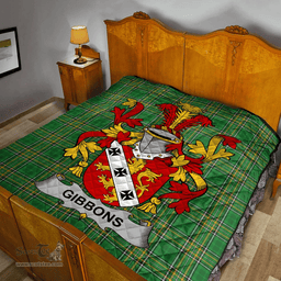 Scottish Gibbons Or Mcgibbons Irish Coat of Arms Family Crest Quilt Irish National Tartan Irish County Quilts