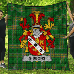 Scottish Gibbons Or Mcgibbons Irish Coat of Arms Family Crest Quilt Irish National Tartan Irish County Quilts