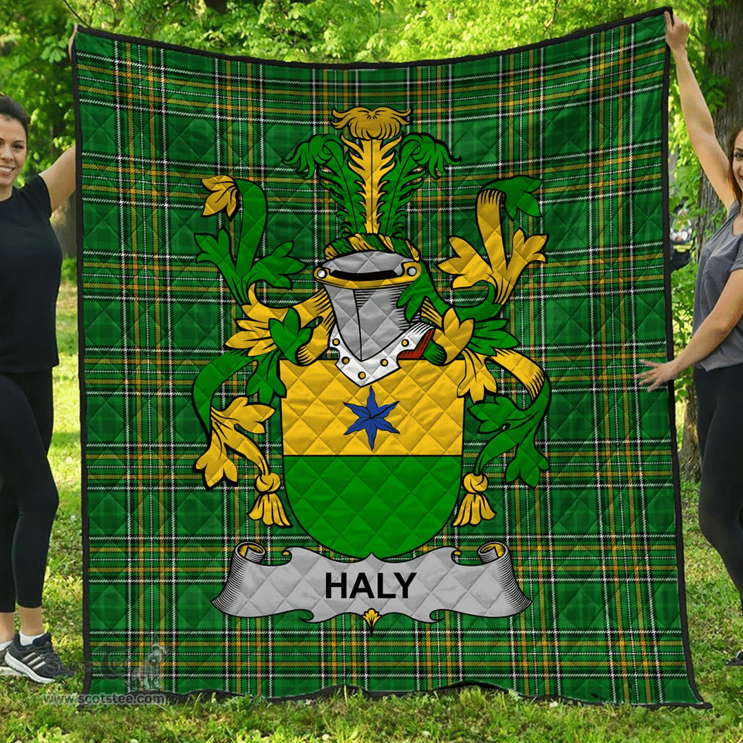 Scottish Haly Irish Coat of Arms Family Crest Quilt Irish National Tartan Irish County Quilts