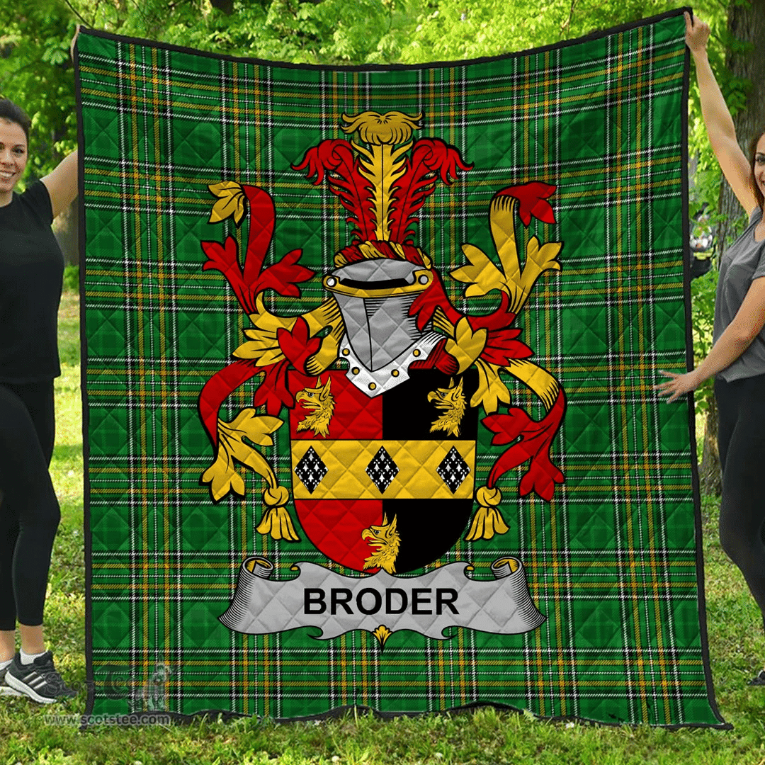 Scottish Broder Or O'Broder Irish Coat of Arms Family Crest Quilt Irish National Tartan Irish County Quilts